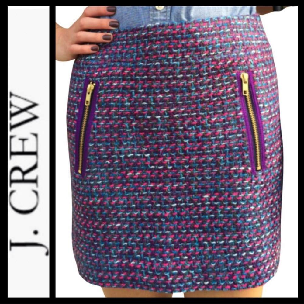 J. Crew Multicolor Wool Tweed Mini Skirt